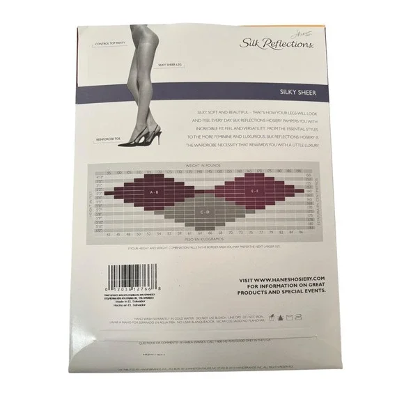 Hanes Silk Reflections Silky Sheer Pantyhose Control Top Reinforced Toe AB - Picture 4 of 4